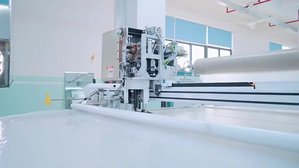 Shapewear fabric entering a production machine
